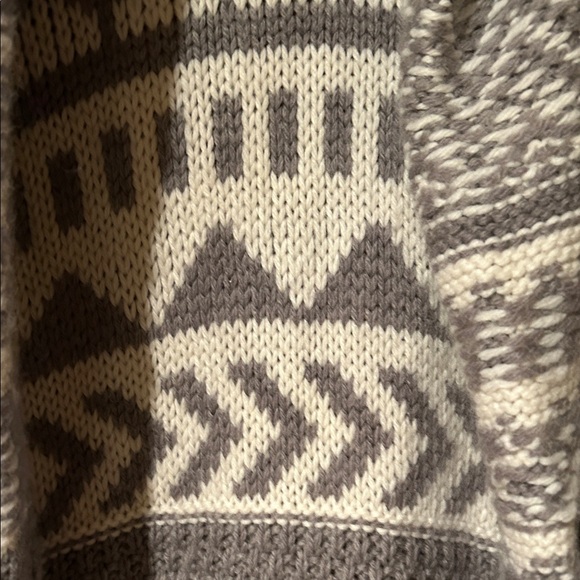 Lucky Brand Women’s Grey off white Fair Isle Cardigan Sweater Coat w/Pockets XL - Picture 4 of 5